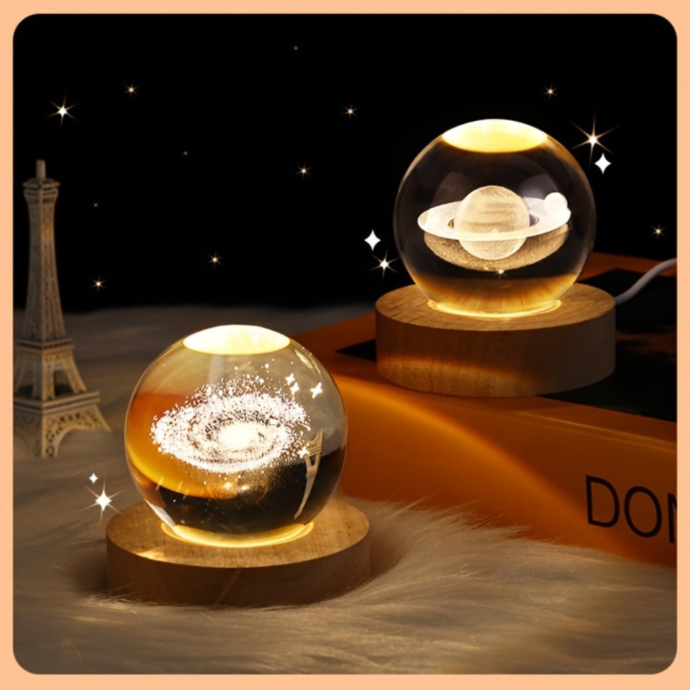 GalaxyInspired 3D Crystal Ball Night Light Decor