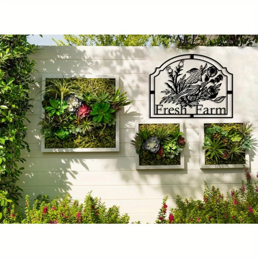 Black Decorations Metal Garden Yard Art Decor Farmhouse Home Decor Sign outdoor Bird and Flower Farm