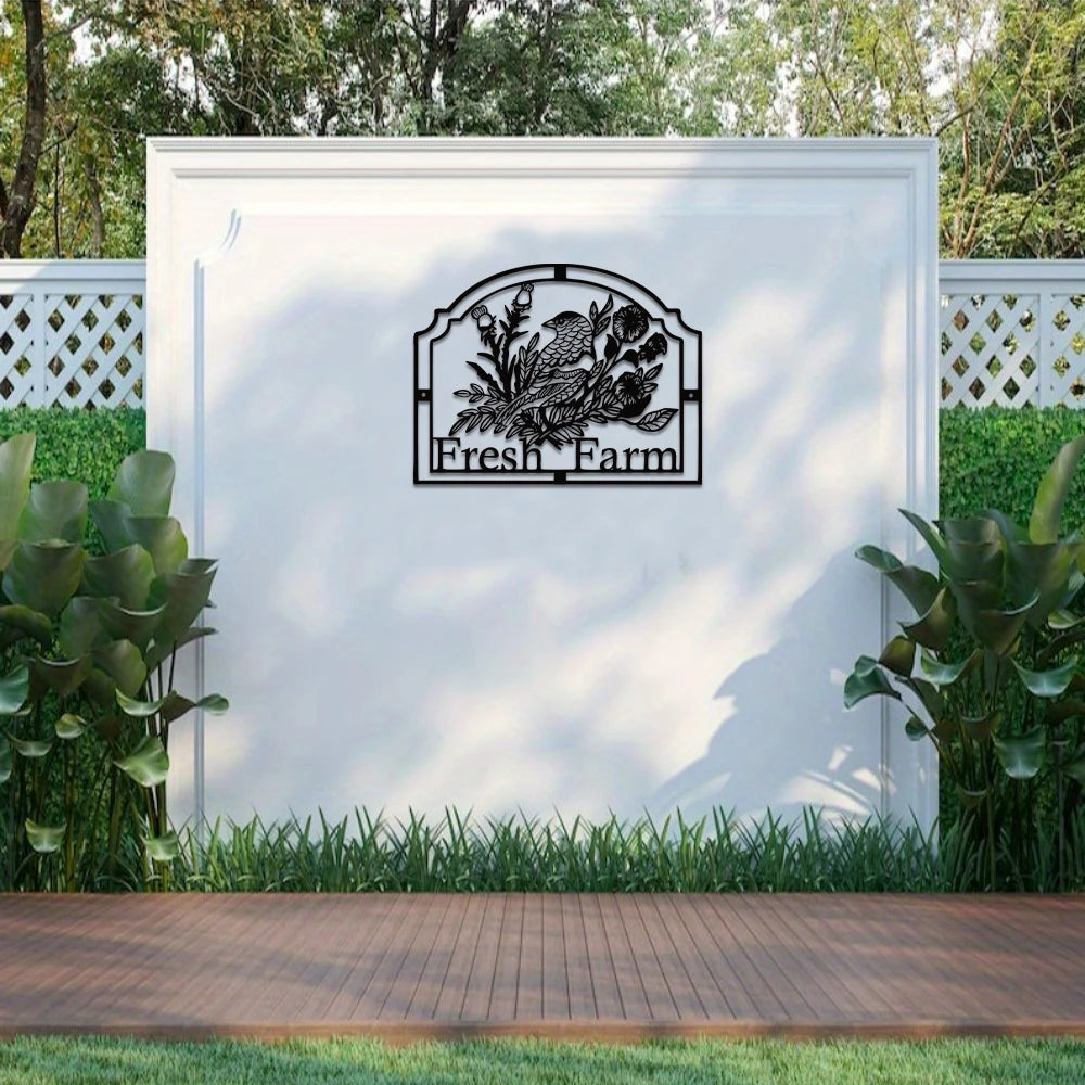 Black Decorations Metal Garden Yard Art Decor Farmhouse Home Decor Sign outdoor Bird and Flower Farm