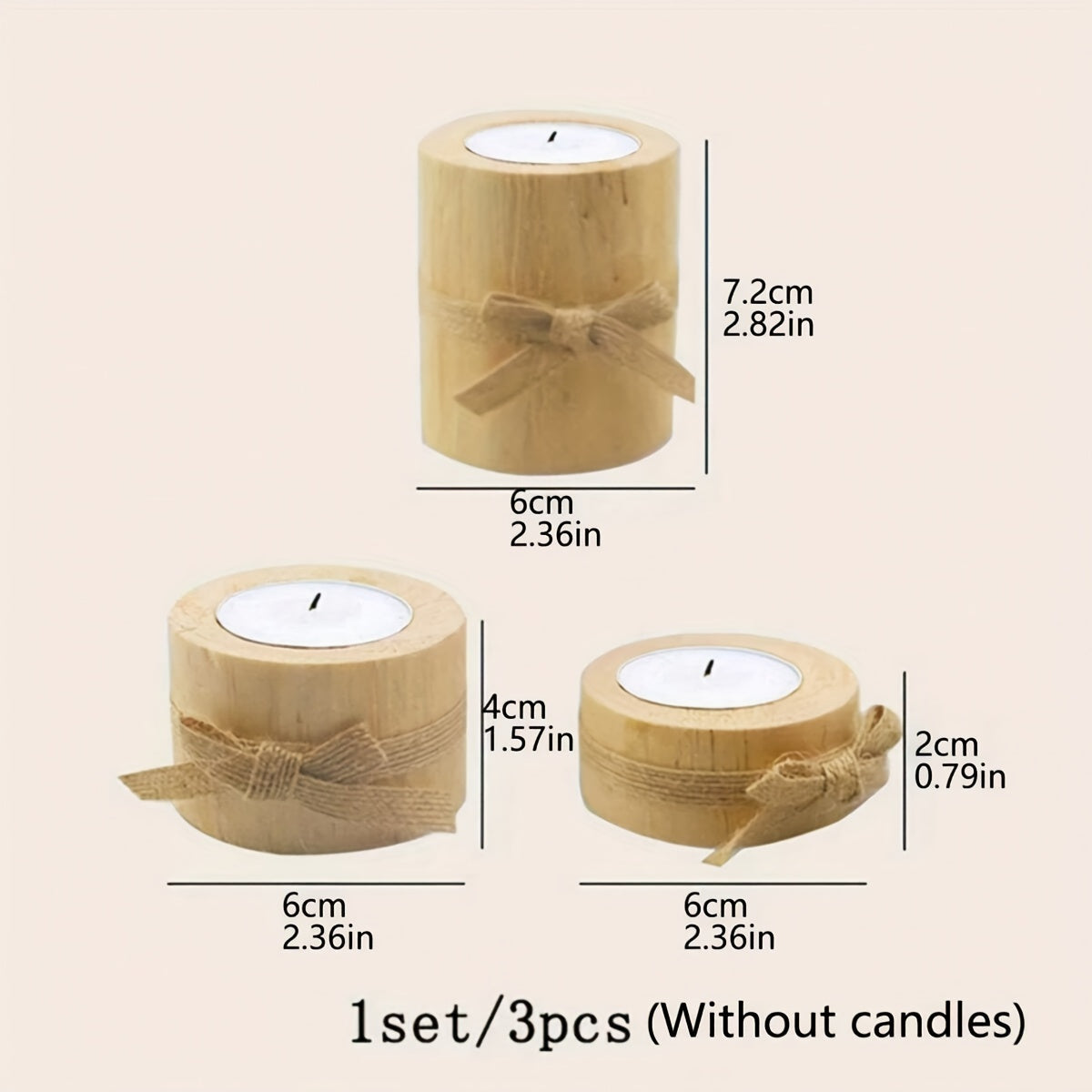 Elegant Wooden Cylindrical Candlesticks Set Handmade Home Decor
