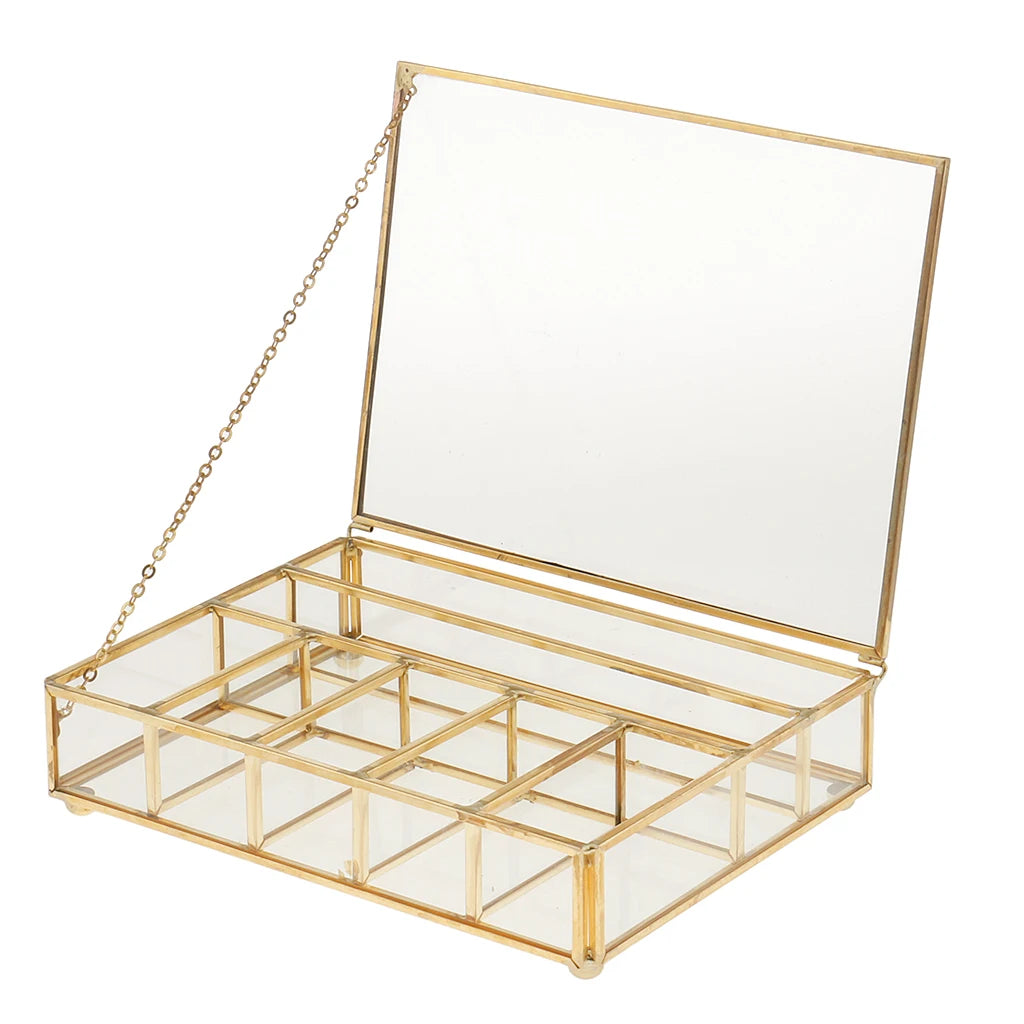 Compartment Personalized Clear Rectangle Box Jeweley Rings Bracelet Golden Planter Organizer Home Decor Wedding Favor Supplies