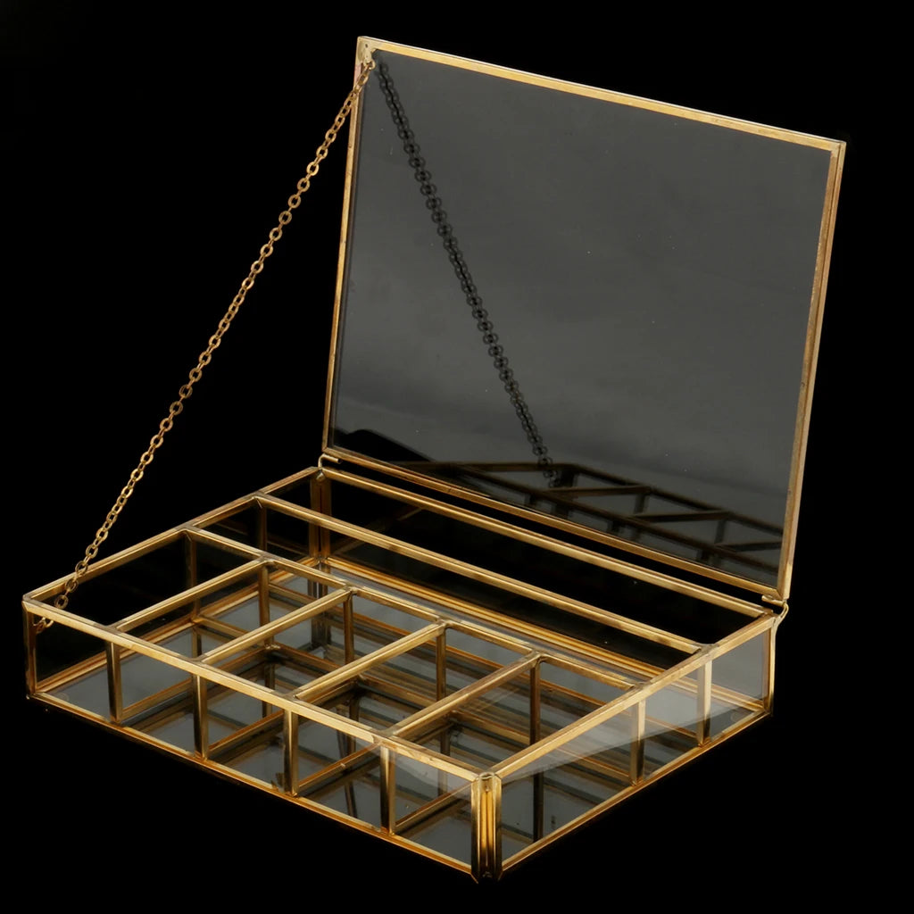 Compartment Personalized Clear Rectangle Box Jeweley Rings Bracelet Golden Planter Organizer Home Decor Wedding Favor Supplies