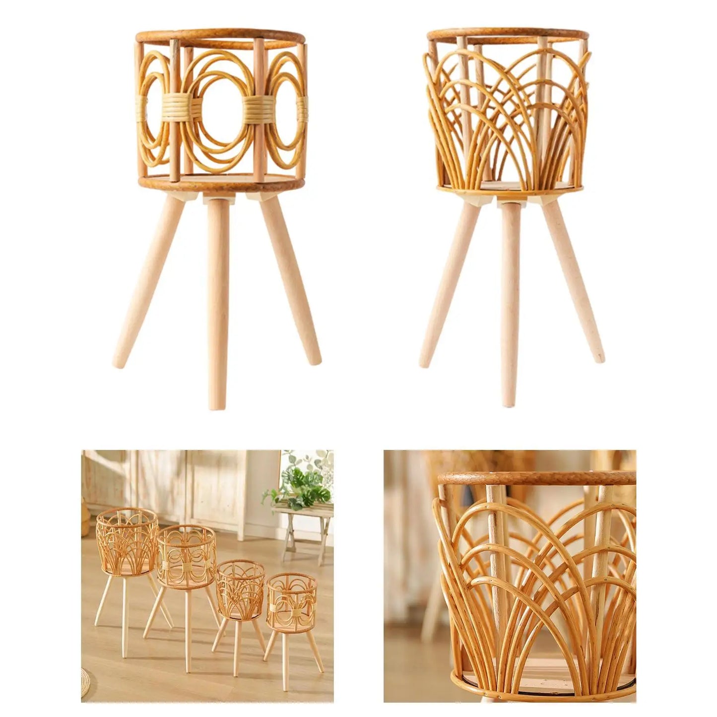Rattan Basket Floor Planter Versatile Floor Flowerpot Home Decor Flower Container for Bedroom Farmhouse Office Bar Balcony