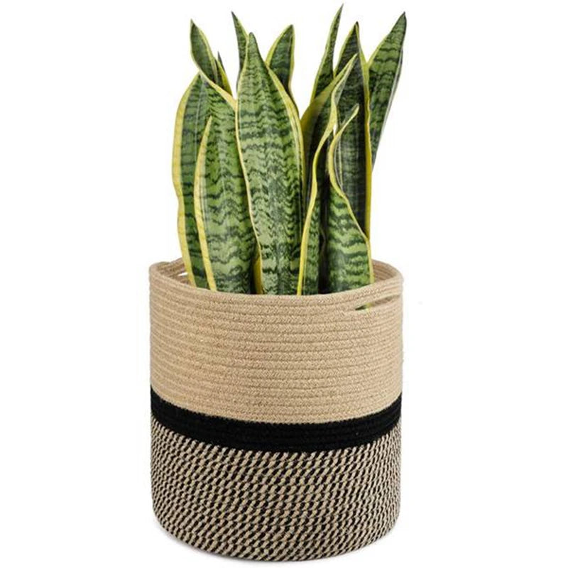 Organizer Basket Planter Basket Cotton Rope Woven Flower Pot Cotton Sundries Storage Box Home Decor Cotton Rope Basket
