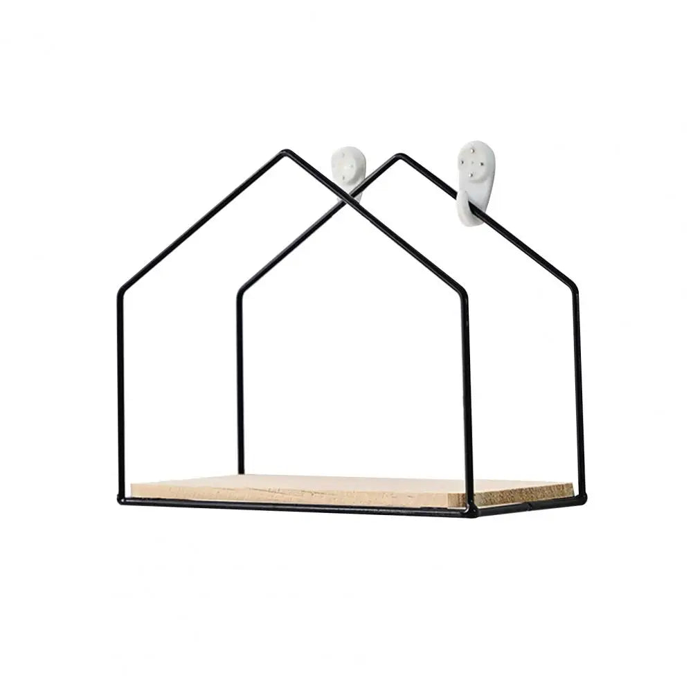 Iron Storage Shelf Geometric Nordic Style Storage Rack Novelty Artistic Storage Holder DIY Wall Mounted Home Decor Storage Shelf