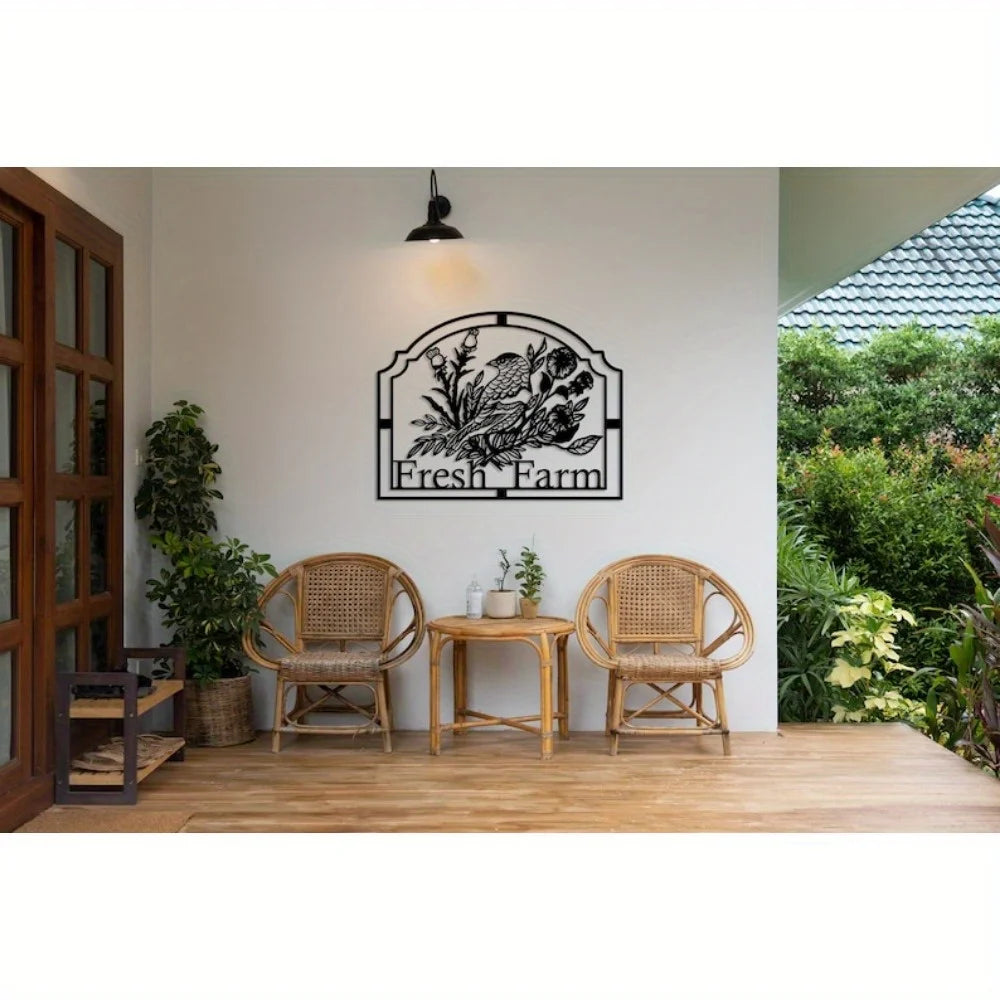 Black Decorations Metal Garden Yard Art Decor Farmhouse Home Decor Sign outdoor Bird and Flower Farm