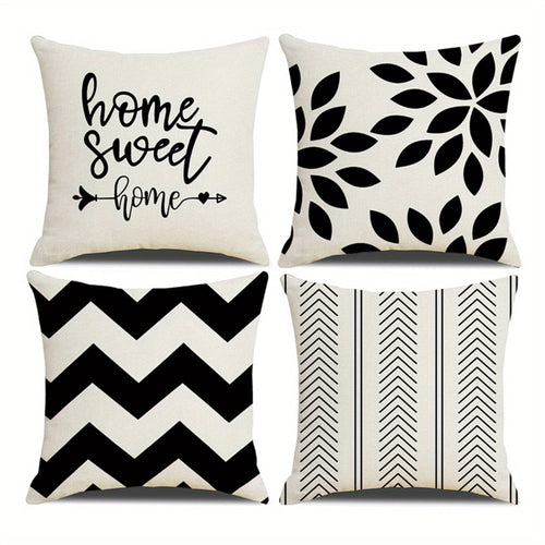 4Piece Square Zippered Cushion Covers for Home Decor