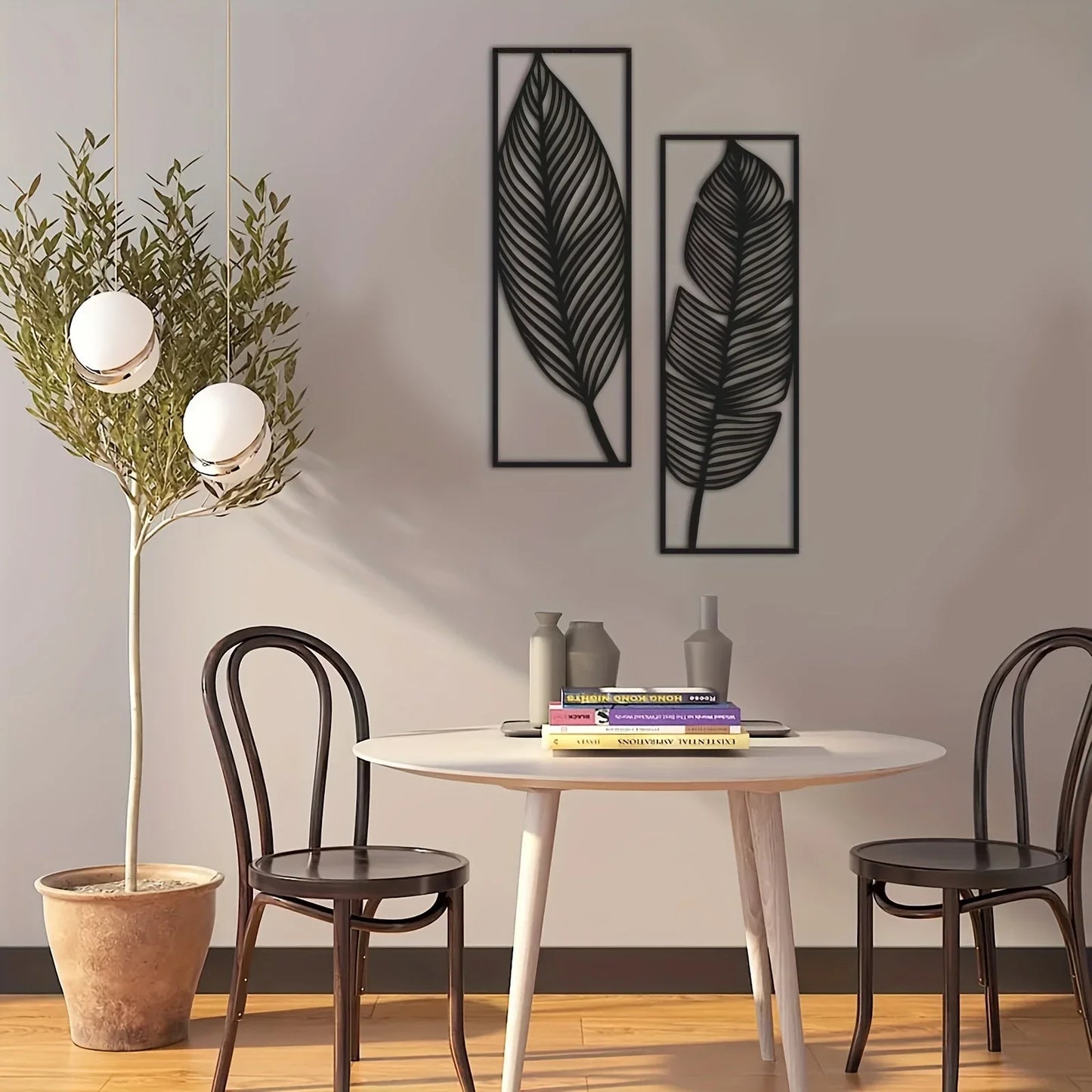 2pcs Decorative Leaves, Home Wall Art, Metal Wall Decor Leaf Decor, Black Metal Art, Hanging Metal Leaves,Wall Decor Metal Wall