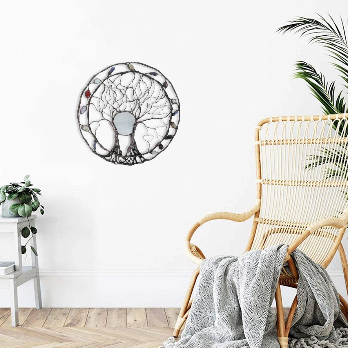 Tree of Life Metal Wall Art Tree of Life Decorative Wall Hanging Artwork 9.8 Inch Wonderful Round Rustic Sculpture