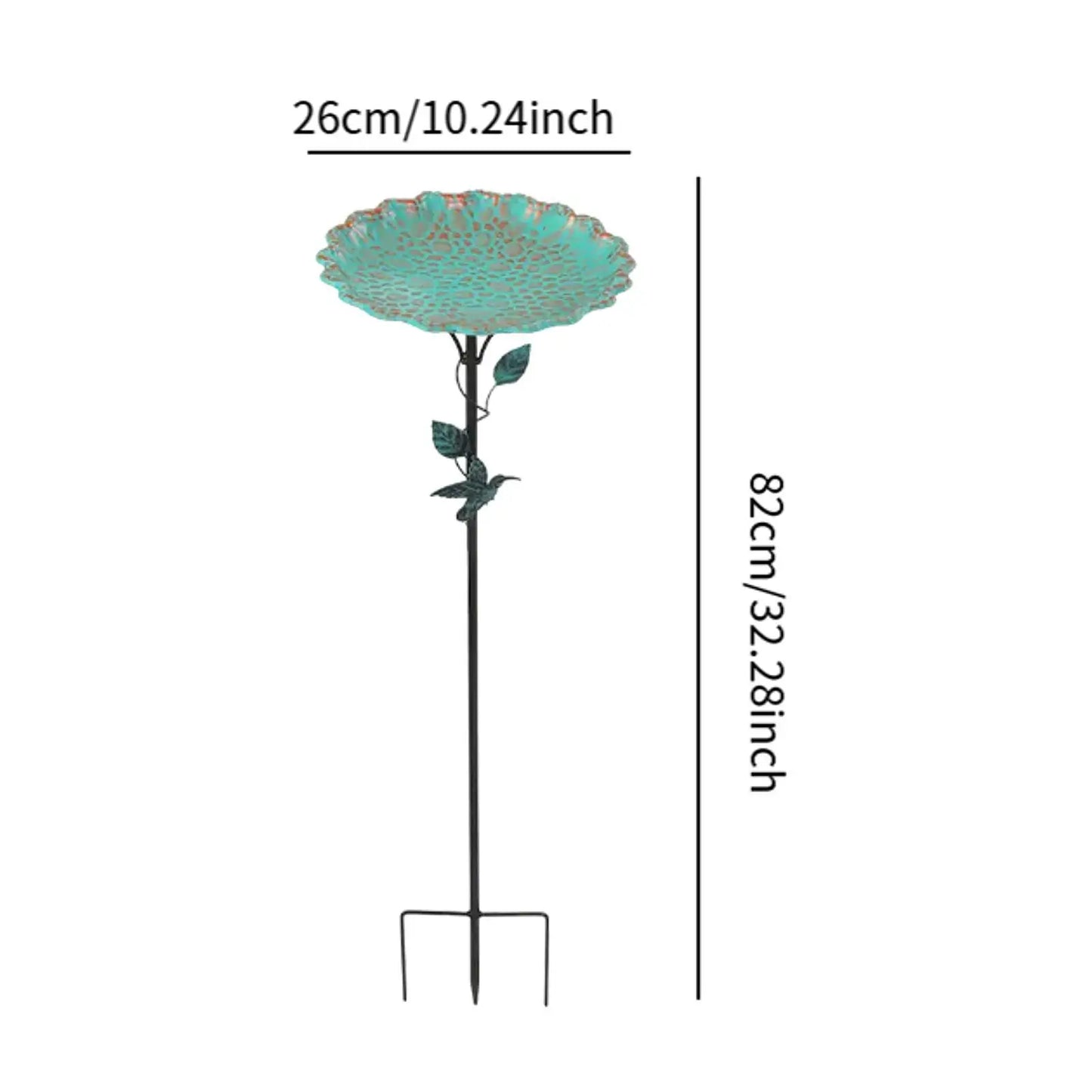Garden Metal Bird Bath Iron Gift Weather Resistant Ornament Decorative Birdfeeder with Metal Stake for Outdoor Garden Courtyard