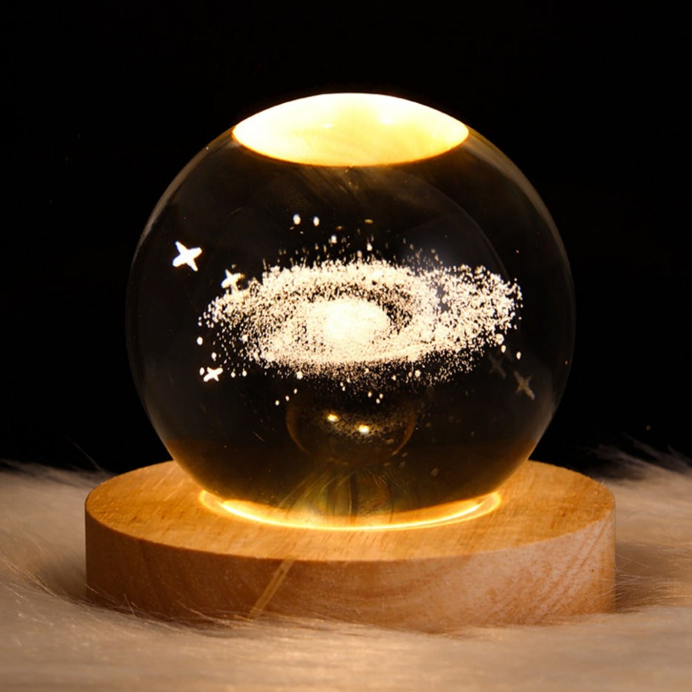 GalaxyInspired 3D Crystal Ball Night Light Decor
