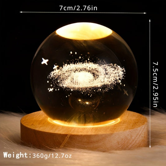 GalaxyInspired 3D Crystal Ball Night Light Decor