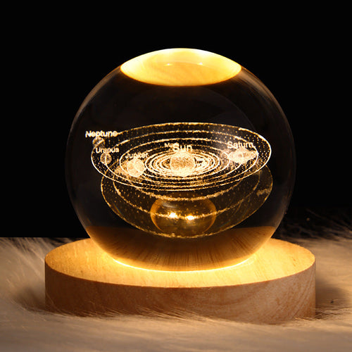 GalaxyInspired 3D Crystal Ball Night Light Decor