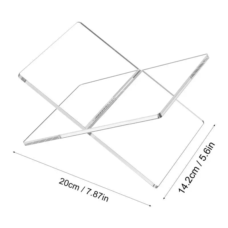 X Shaped Book Display Bracket Acrylic Transparent Book Shelf Art Decoration Shelf Simple Desktop Magazines Storage Stand