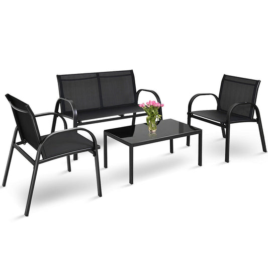 4 Pcs Patio Furniture Bistro Set