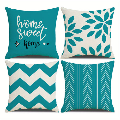 4Piece Square Zippered Cushion Covers for Home Decor