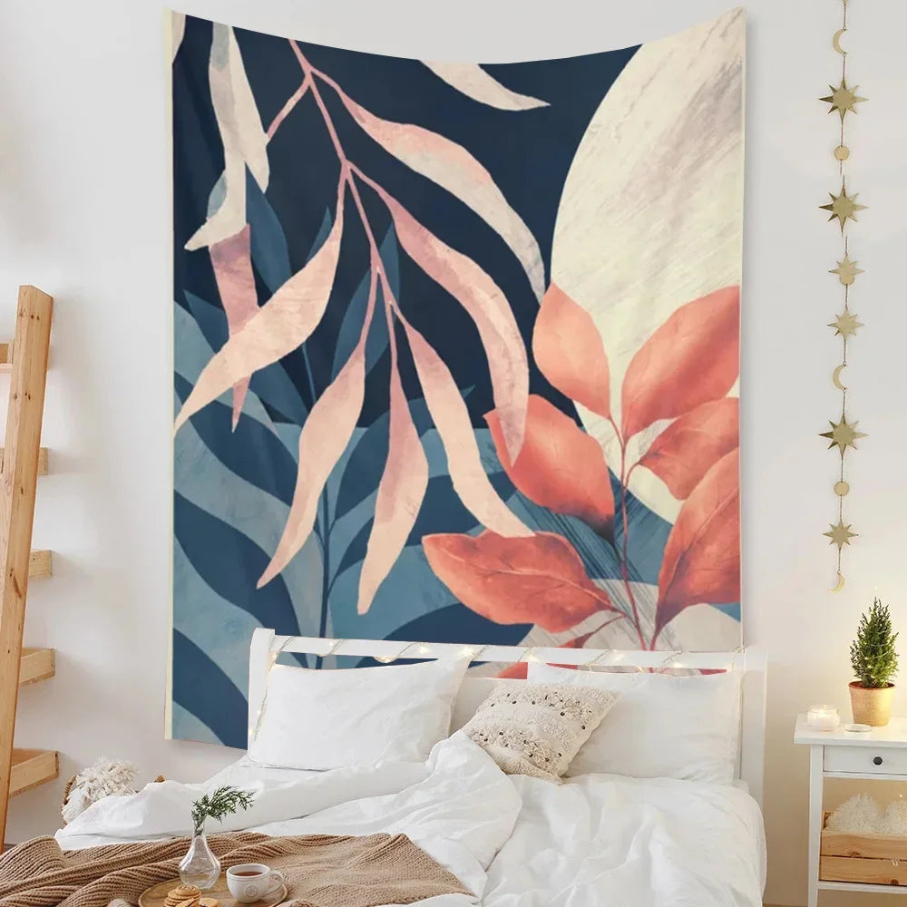 Tapestry Beach Bedroom Decor Background Leaves Sun  Wall Hanging Tropical  Plants Room
