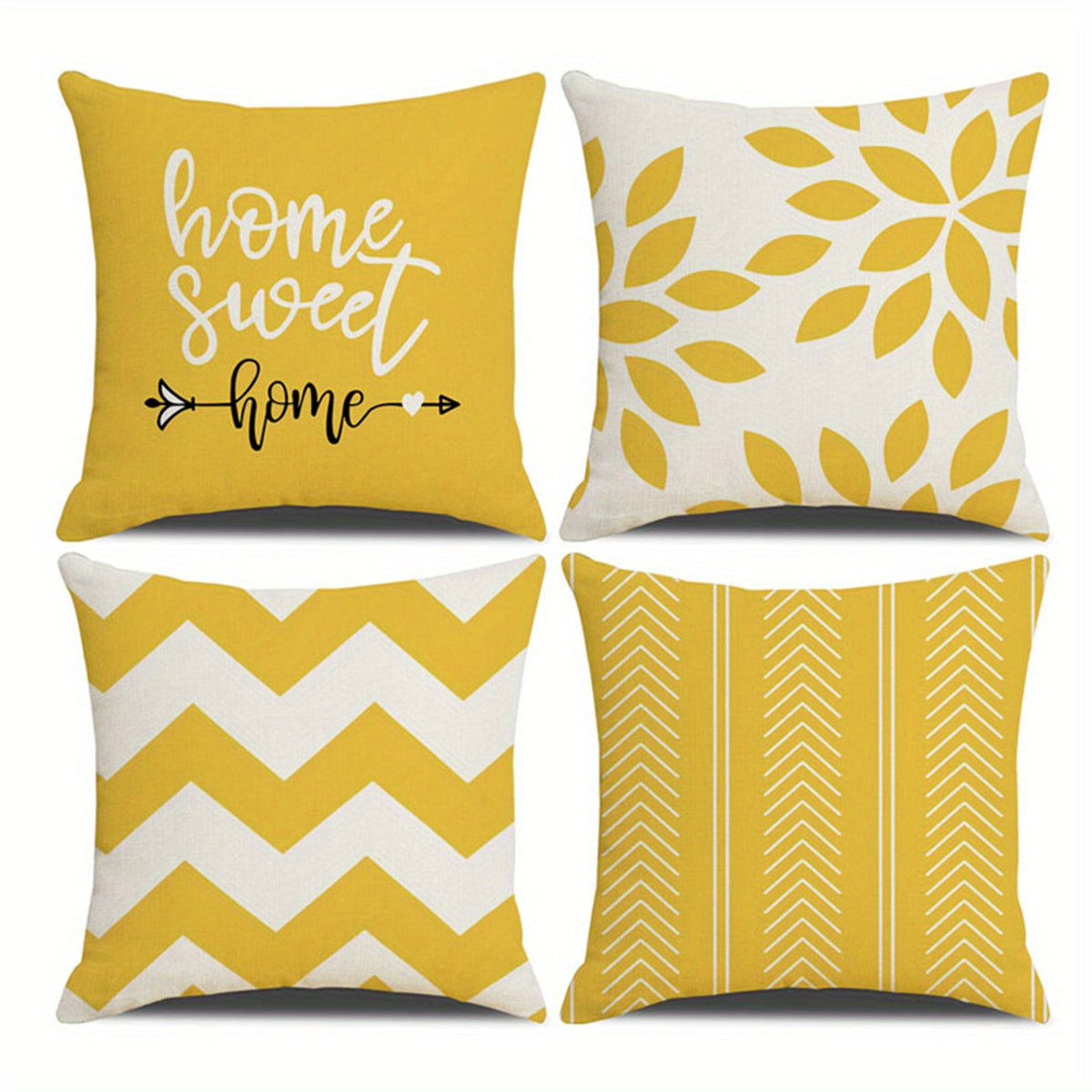 4Piece Square Zippered Cushion Covers for Home Decor