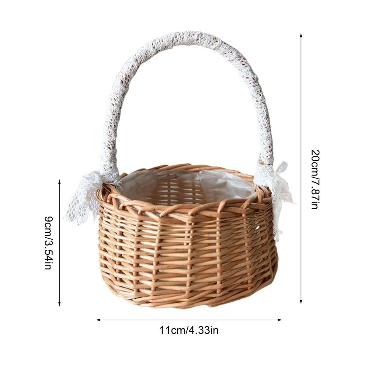 2PCS Woven Storage Basket with Handle,Wedding Flower Girl Baskets,Wicker Rattan Flower Baskets for Home Garden Decor