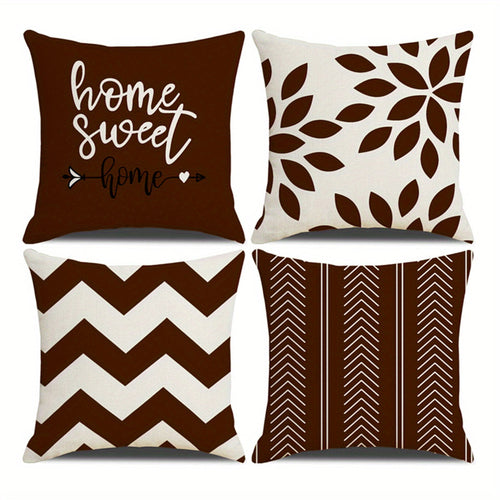 4Piece Square Zippered Cushion Covers for Home Decor