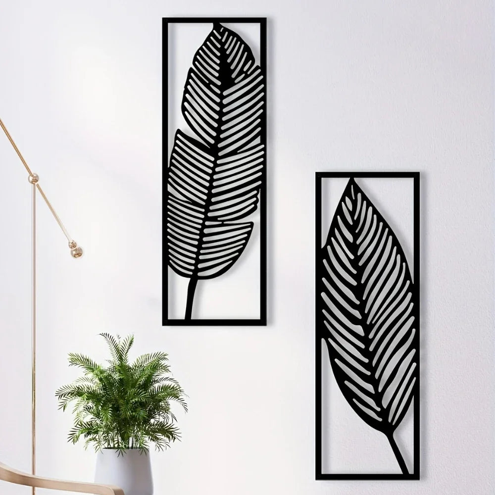 2pcs Decorative Leaves, Home Wall Art, Metal Wall Decor Leaf Decor, Black Metal Art, Hanging Metal Leaves,Wall Decor Metal Wall