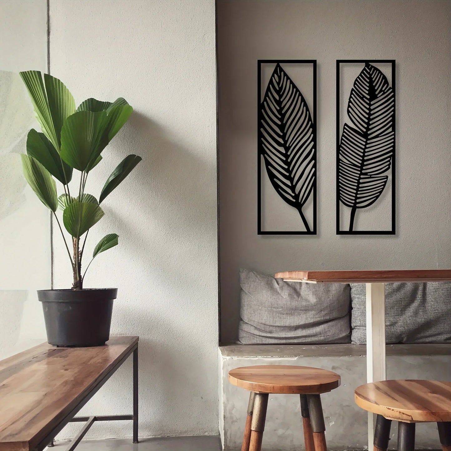 2pcs Decorative Leaves, Home Wall Art, Metal Wall Decor Leaf Decor, Black Metal Art, Hanging Metal Leaves,Wall Decor Metal Wall