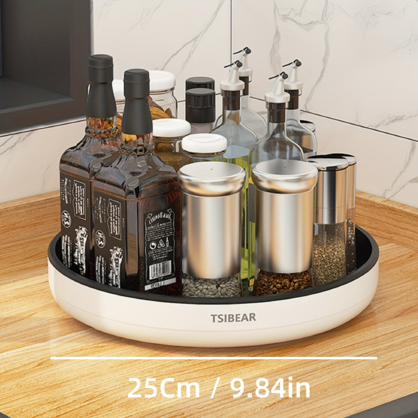 1pc 360° Rotating Kitchen Organizer - Multifunctional Storage for