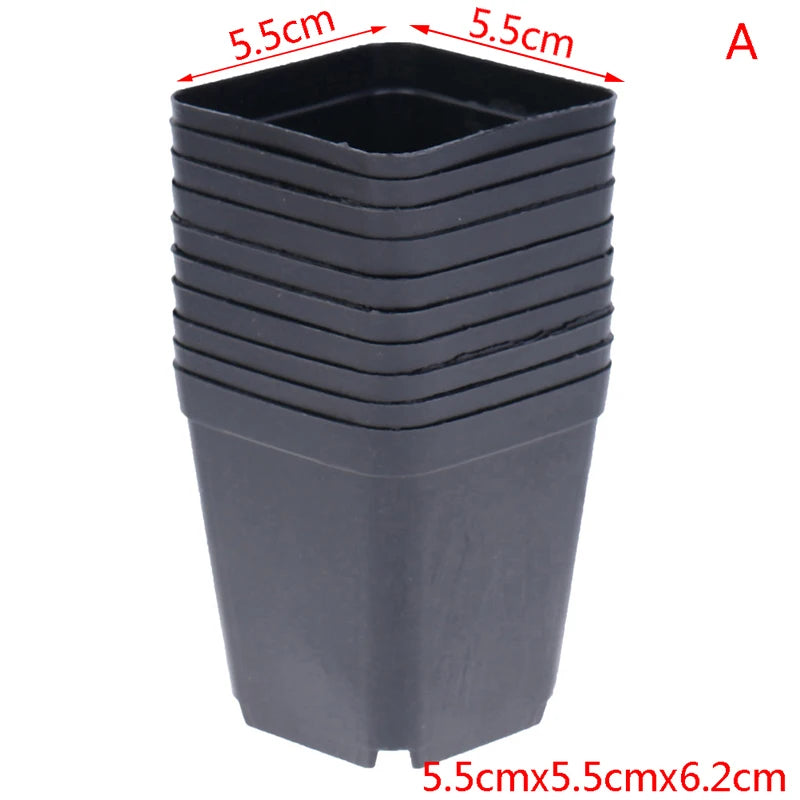 10 Pcs Gardening Plastic Black Color Flower Pots Planters Creative Small Square for Succulent plants vegetable