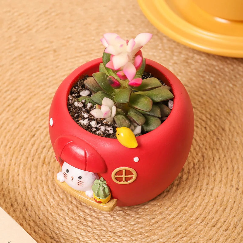 Cute Fruit Themed Planters for Succulents Plants Flower Pots Decorative Ornament Fairy Garden Figurine Home Table Decoration