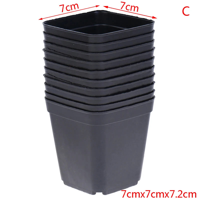 10 Pcs Gardening Plastic Black Color Flower Pots Planters Creative Small Square for Succulent plants vegetable