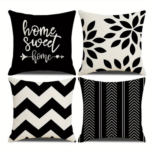 4Piece Square Zippered Cushion Covers for Home Decor