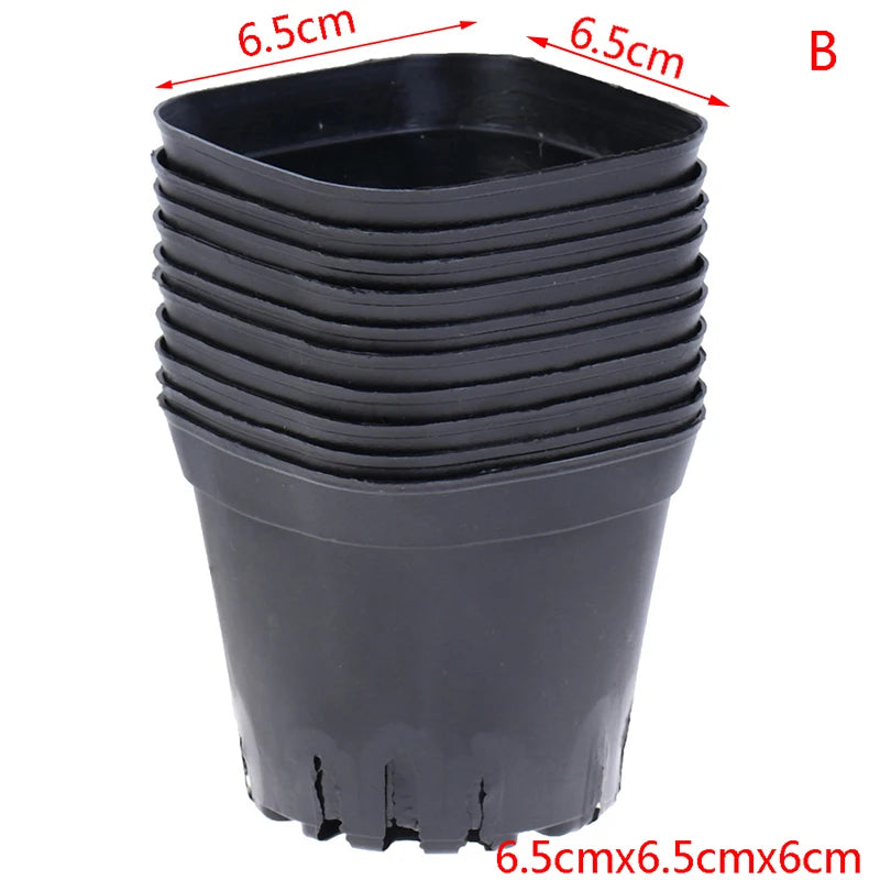 10 Pcs Gardening Plastic Black Color Flower Pots Planters Creative Small Square for Succulent plants vegetable