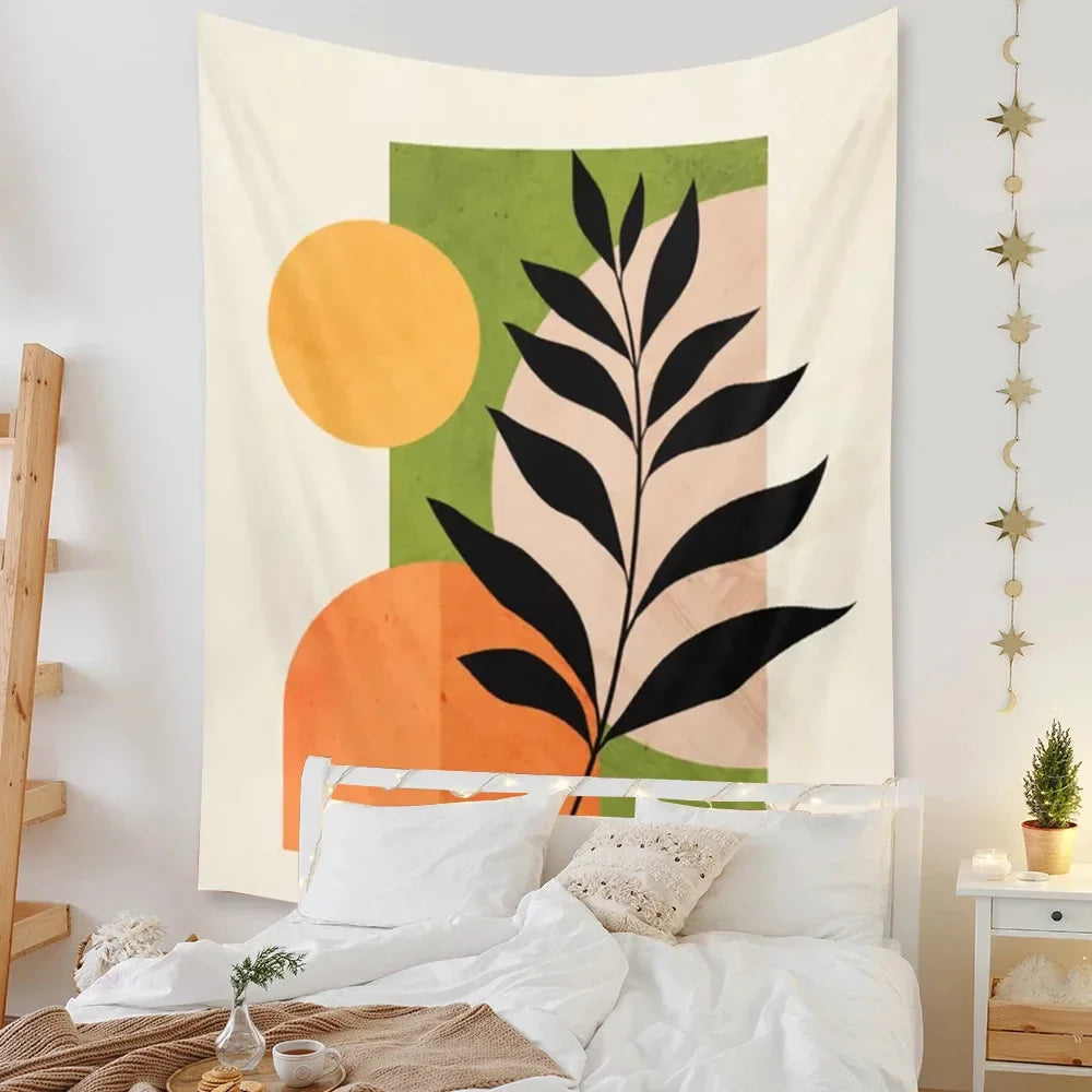 Tapestry Beach Bedroom Decor Background Leaves Sun  Wall Hanging Tropical  Plants Room