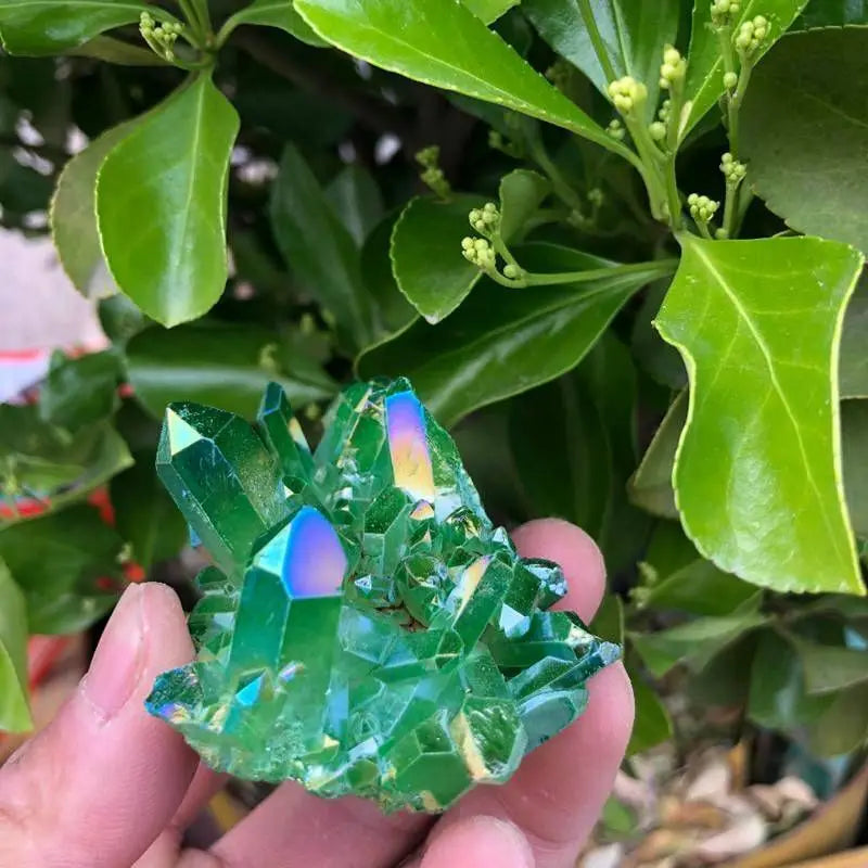 Luxury Green Aura Quartz Cluster - Elegant Natural Stone Decor for Home & Office, Ideal Independence Day Gift