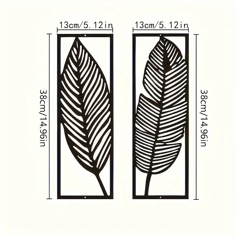 2pcs Decorative Leaves, Home Wall Art, Metal Wall Decor Leaf Decor, Black Metal Art, Hanging Metal Leaves,Wall Decor Metal Wall