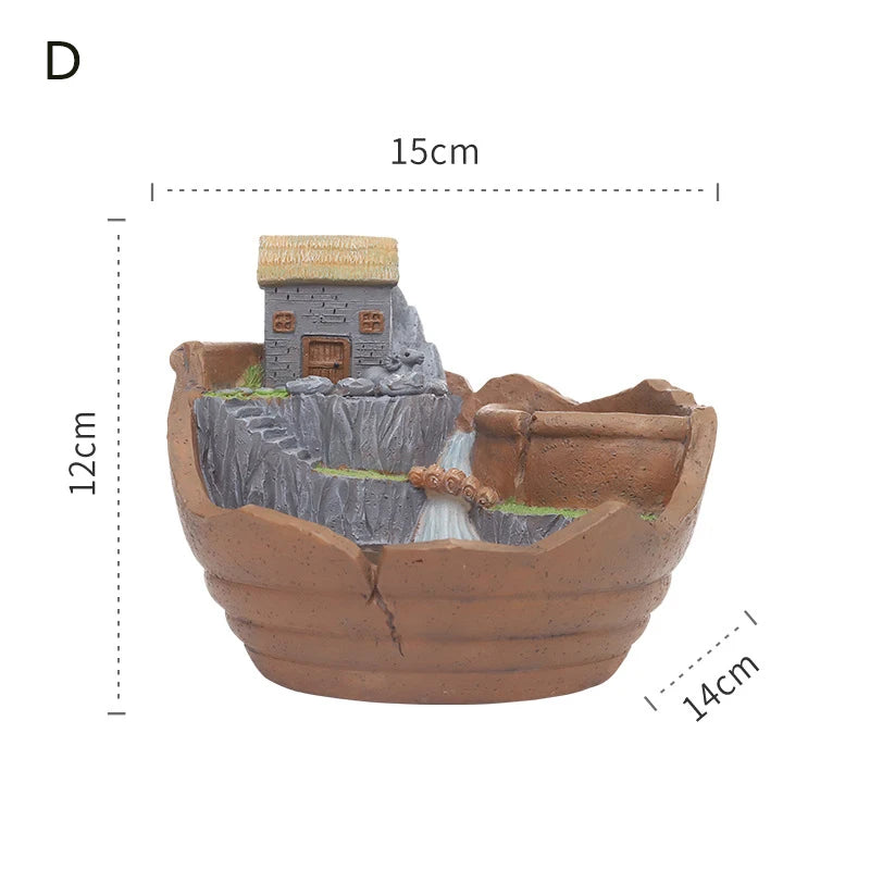 Creative Farmhouse Planter Decorative Flower Pot for Succulents Fairy Garden Desktop Container Zen Ornament Home Decoration