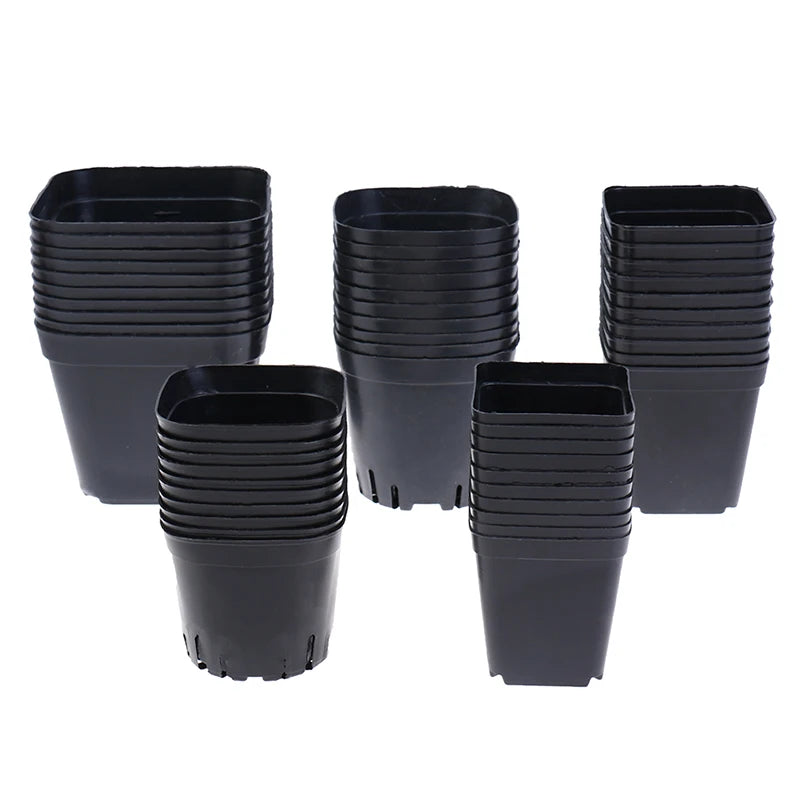 10 Pcs Gardening Plastic Black Color Flower Pots Planters Creative Small Square for Succulent plants vegetable