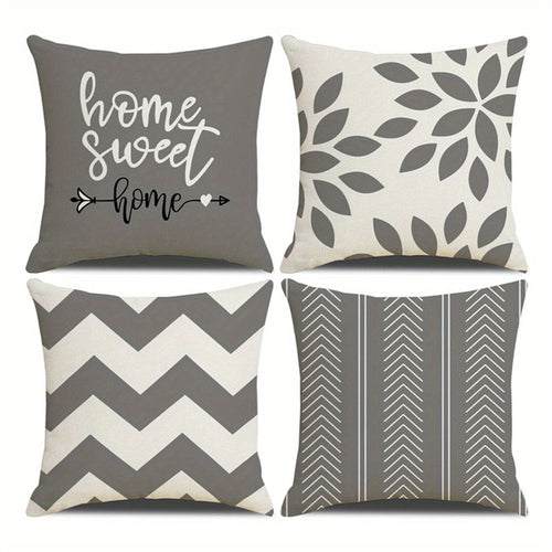 4Piece Square Zippered Cushion Covers for Home Decor