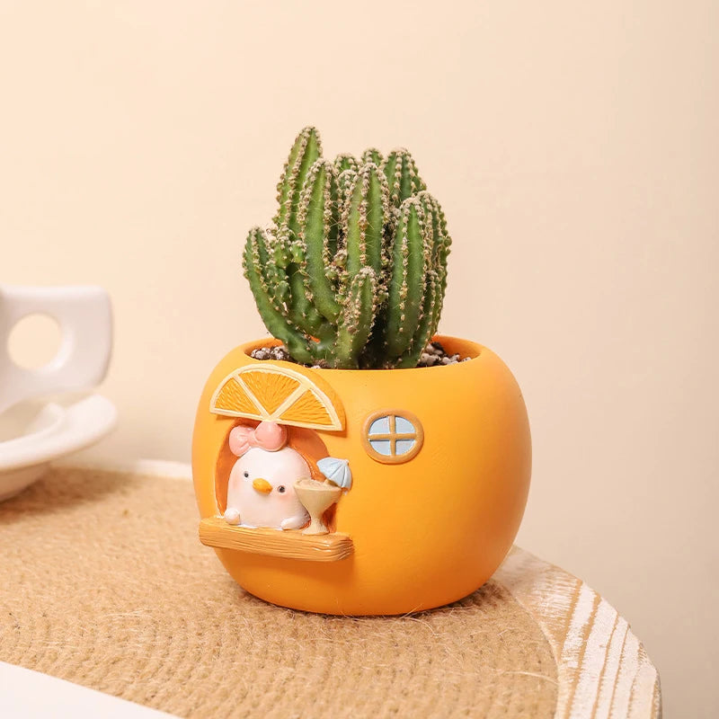 Cute Fruit Themed Planters for Succulents Plants Flower Pots Decorative Ornament Fairy Garden Figurine Home Table Decoration