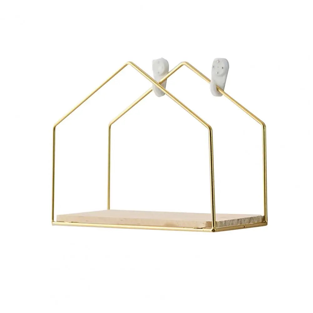 Iron Storage Shelf Geometric Nordic Style Storage Rack Novelty Artistic Storage Holder DIY Wall Mounted Home Decor Storage Shelf