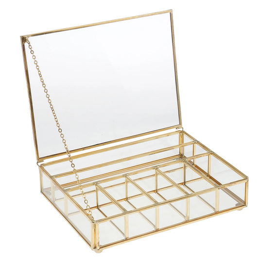 Compartment Personalized Clear Rectangle Box Jeweley Rings Bracelet Golden Planter Organizer Home Decor Wedding Favor Supplies