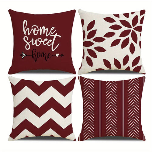 4Piece Square Zippered Cushion Covers for Home Decor