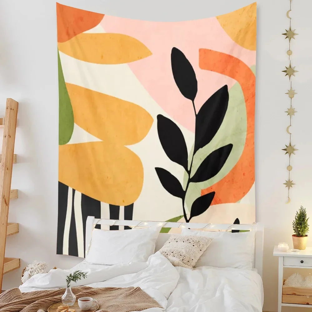 Tapestry Beach Bedroom Decor Background Leaves Sun  Wall Hanging Tropical  Plants Room