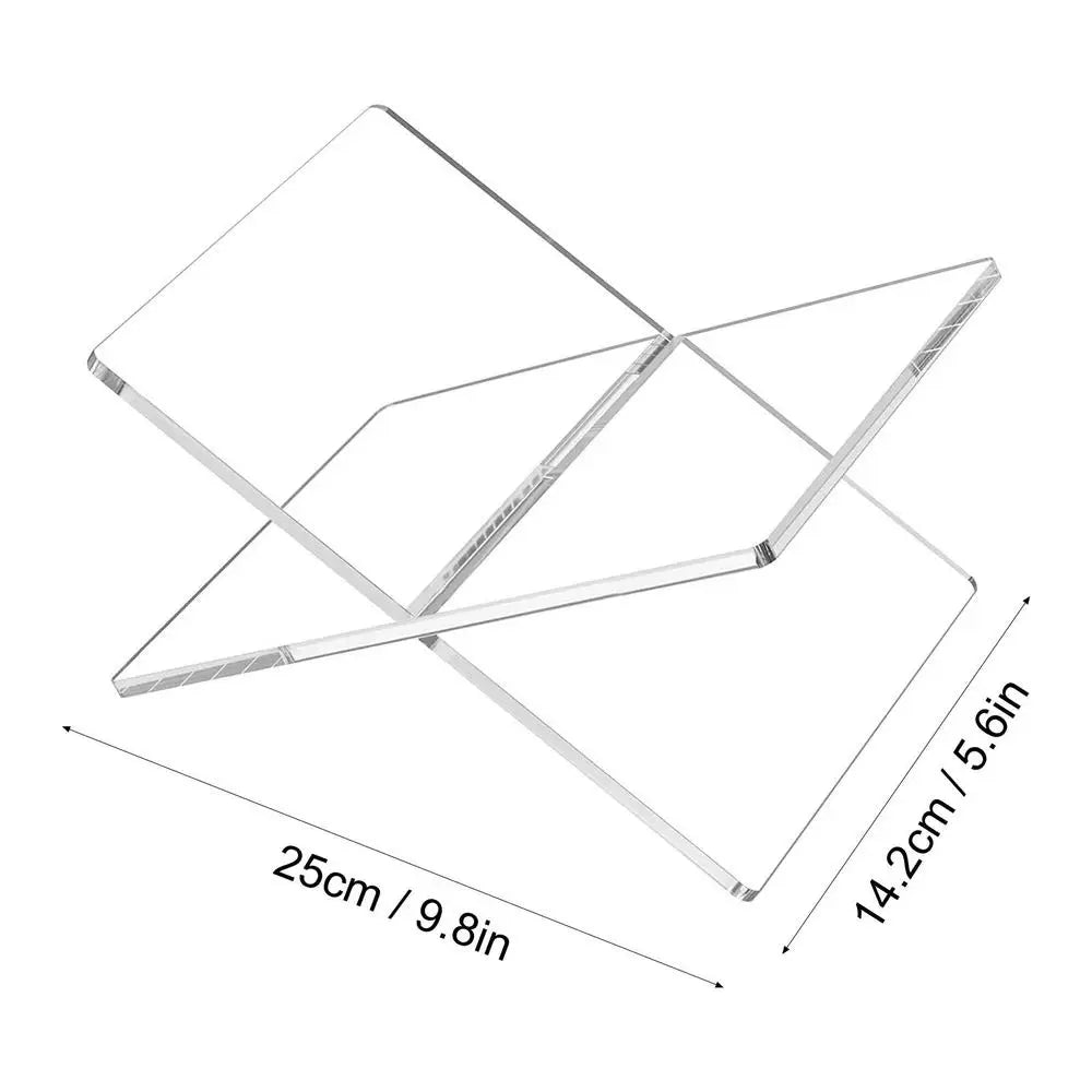 X Shaped Book Display Bracket Acrylic Transparent Book Shelf Art Decoration Shelf Simple Desktop Magazines Storage Stand