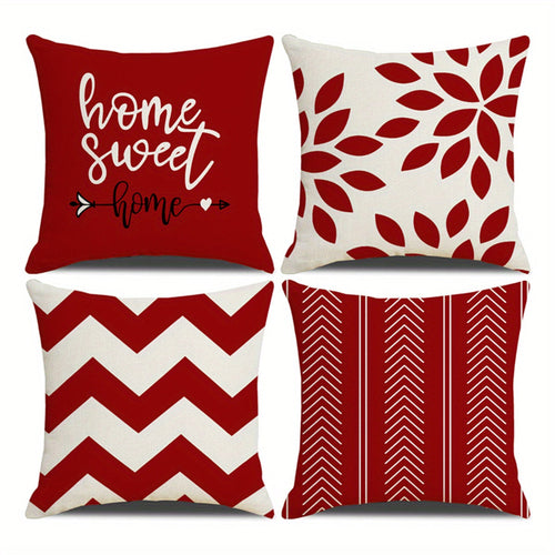 4Piece Square Zippered Cushion Covers for Home Decor