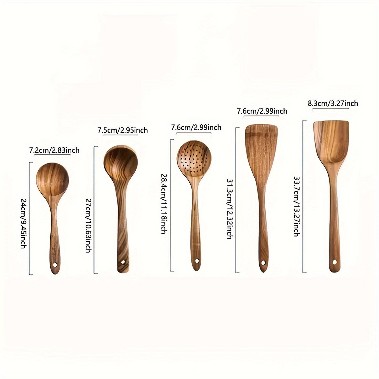 5Piece Premium Wooden Utensil Set for NonStick Cookware