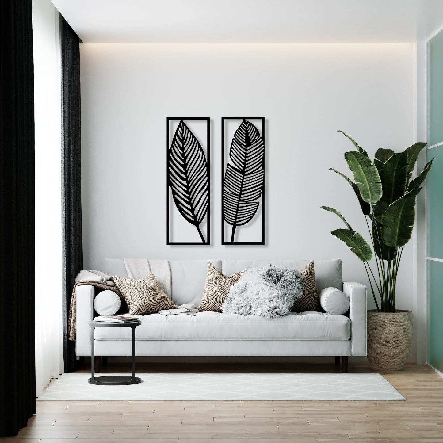 2pcs Decorative Leaves, Home Wall Art, Metal Wall Decor Leaf Decor, Black Metal Art, Hanging Metal Leaves,Wall Decor Metal Wall