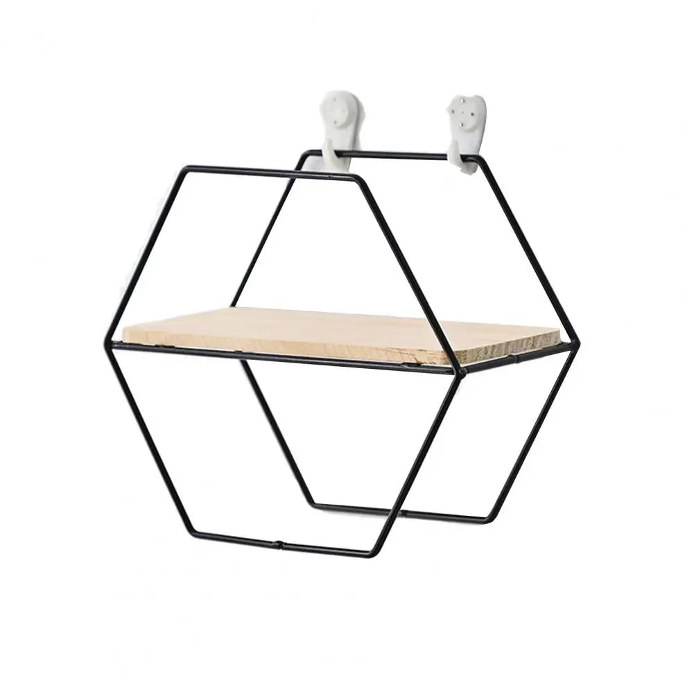 Iron Storage Shelf Geometric Nordic Style Storage Rack Novelty Artistic Storage Holder DIY Wall Mounted Home Decor Storage Shelf