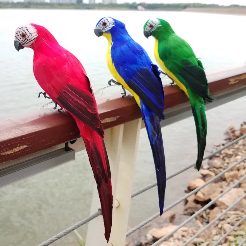 Large Simulation Parrot Ornament Handmade Parrot Bird Foam Feather Lawn Figurine Animal Bird Garden Bird Prop Decoration