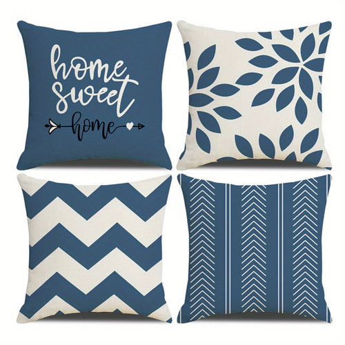 4Piece Square Zippered Cushion Covers for Home Decor